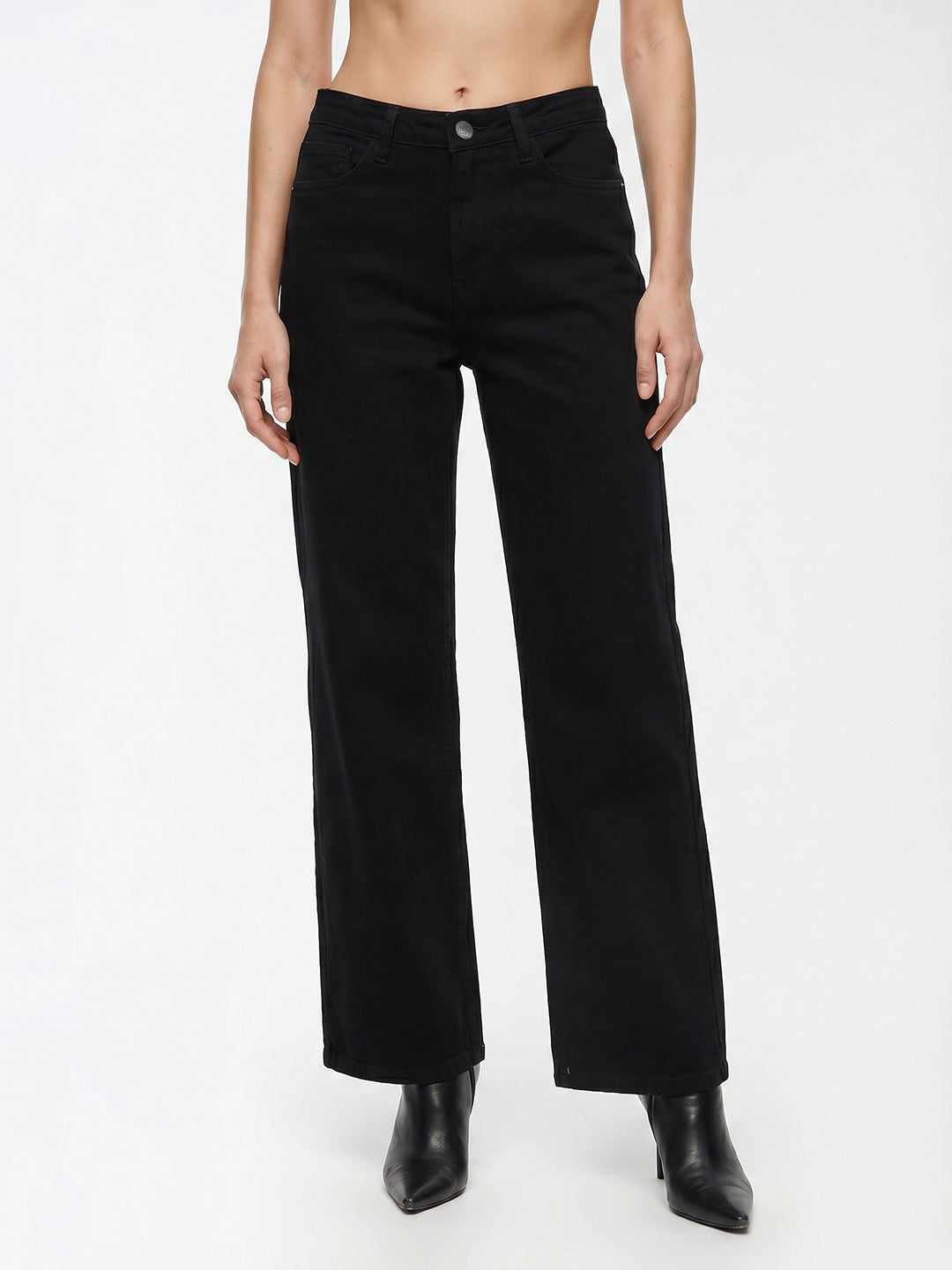 Women Light Blue High-Rise Wide Leg Jeans
