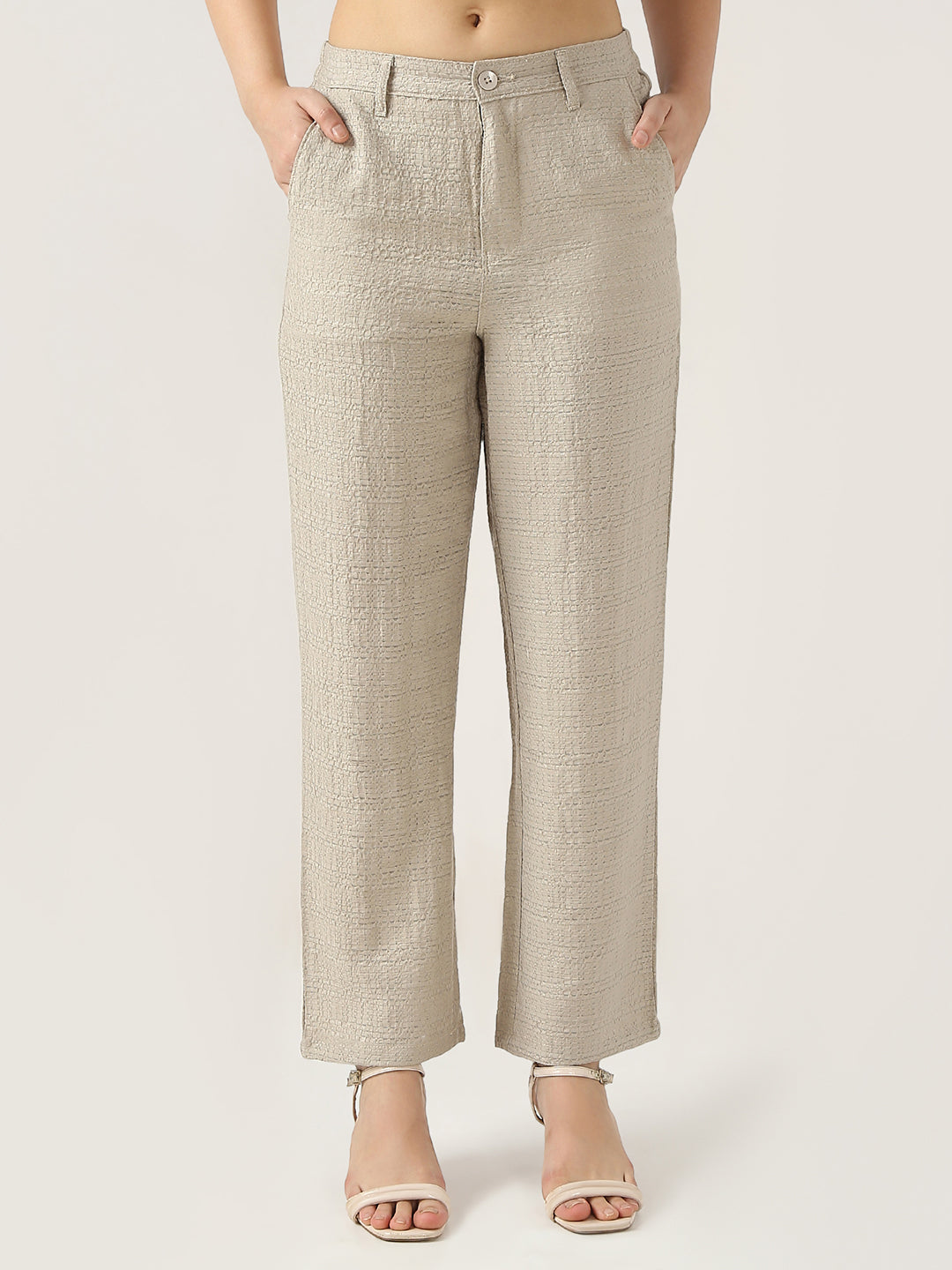 Women Pumice Stone Loose Straight Fit Korean Pants