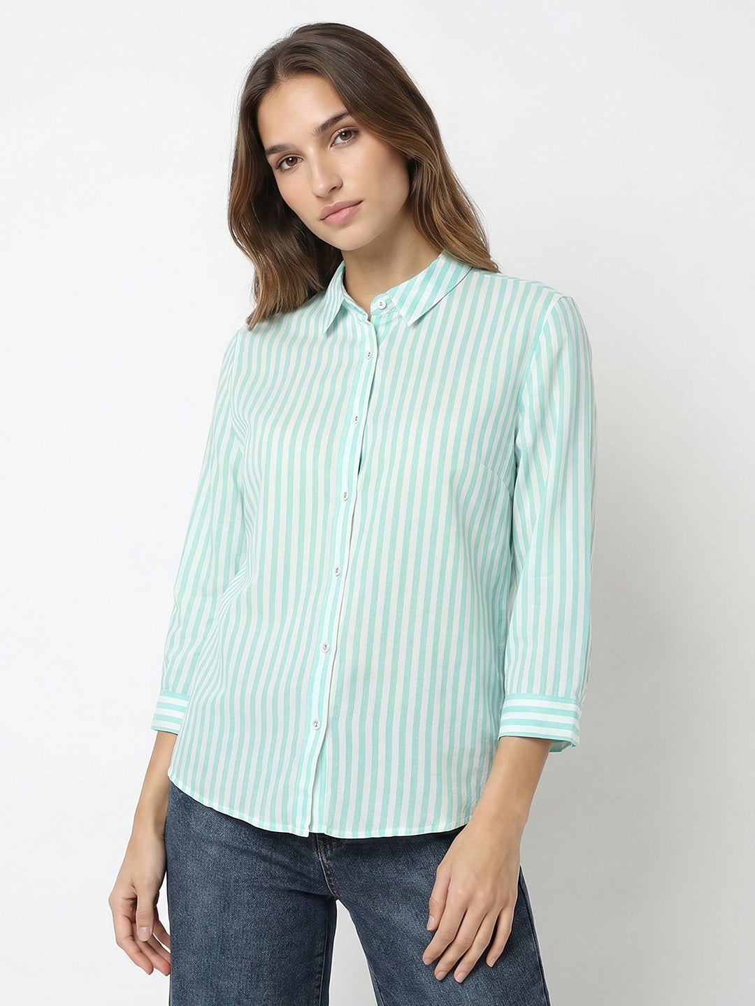 Women Aqua/White Shirt