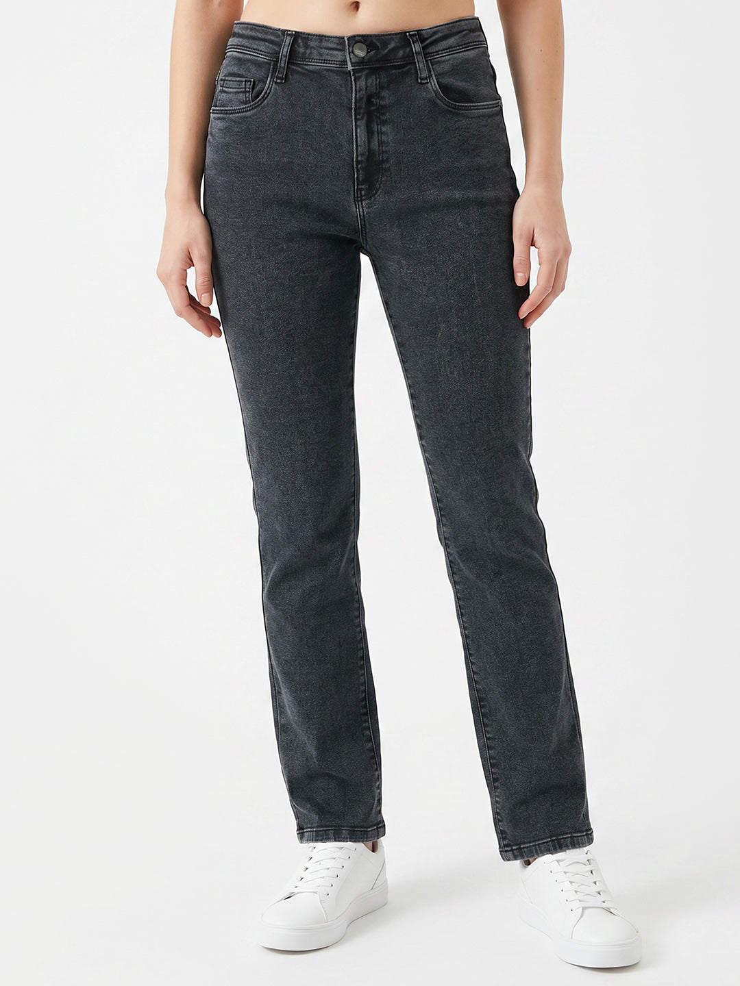 Women Slate Blue High-Rise Crop Flare Jeans