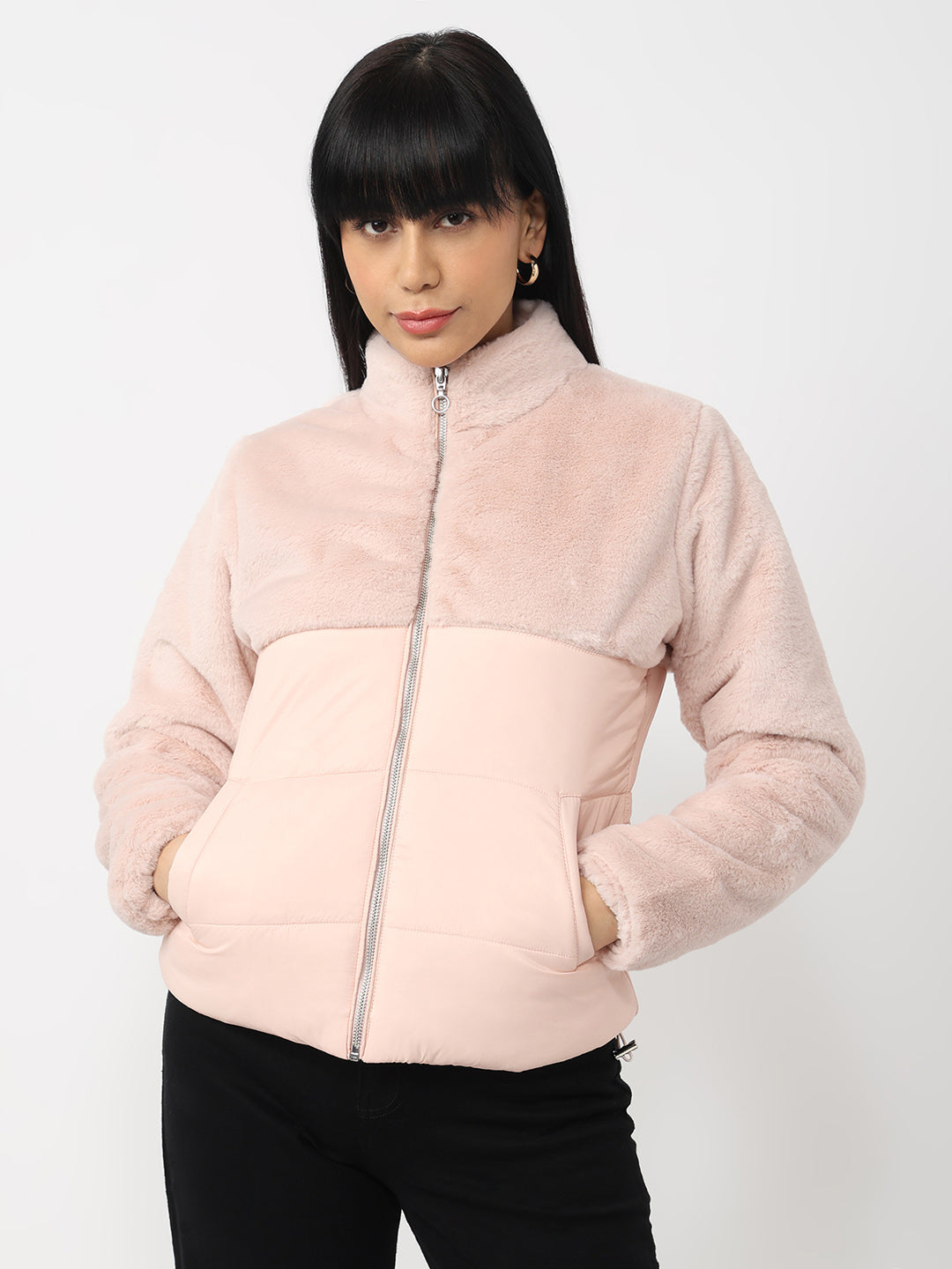Women Rose Pink Winter Jacket