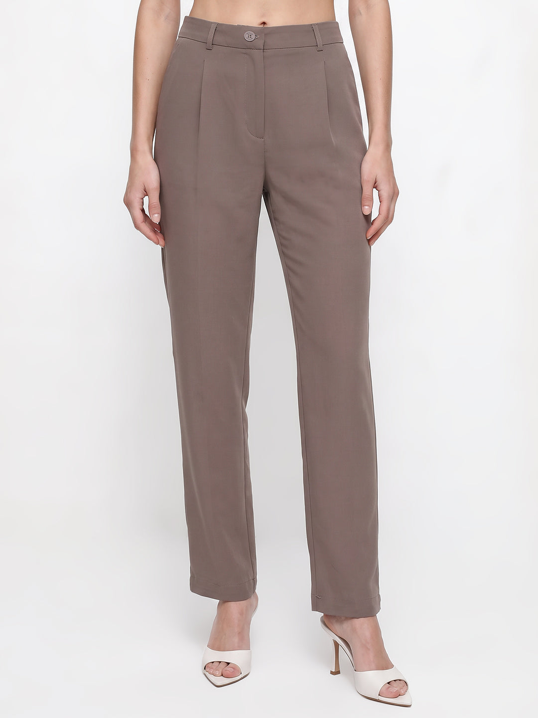 Women Stone High-Rise Straight Fit Korean Pants