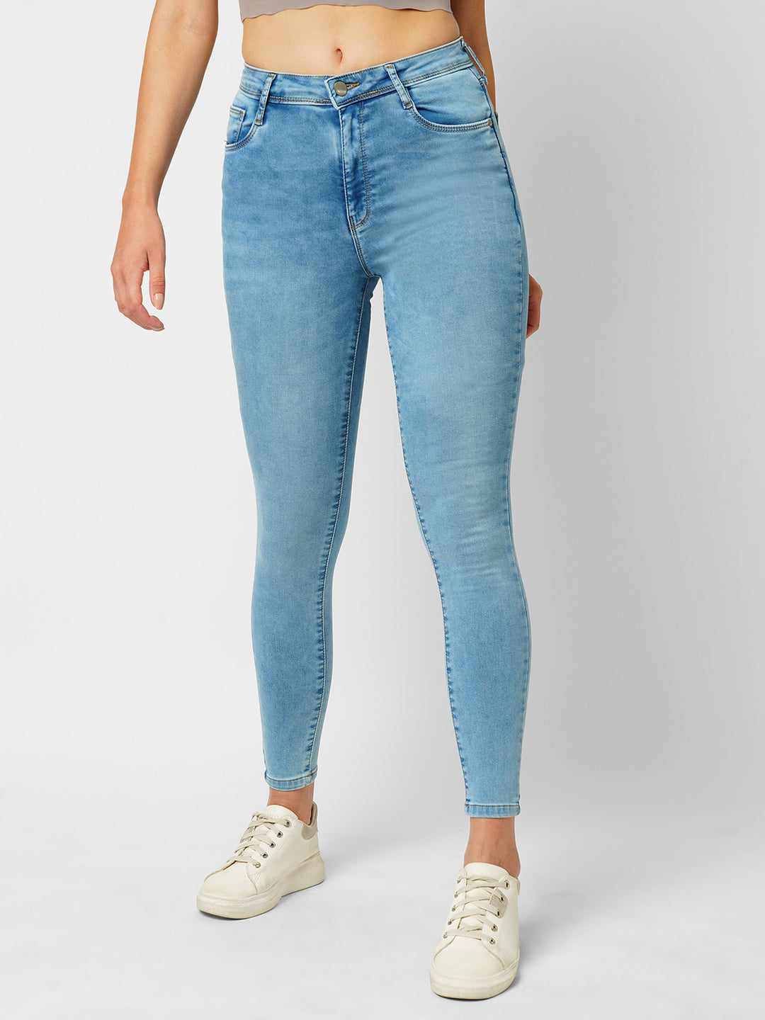 Women Light Blue High-Rise Skinny Jeans