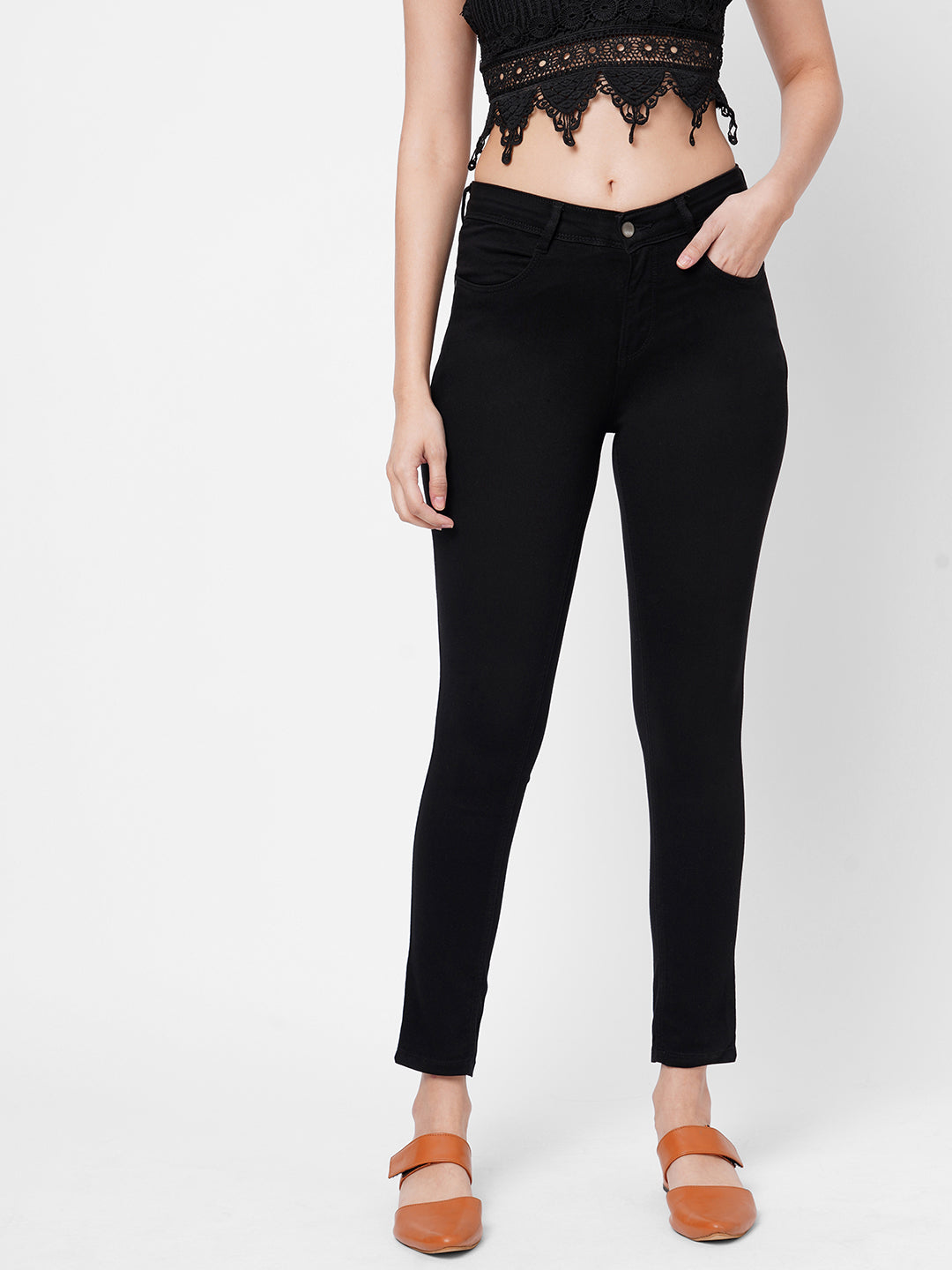Women Black High-Rise Slimming Skinny Jeans