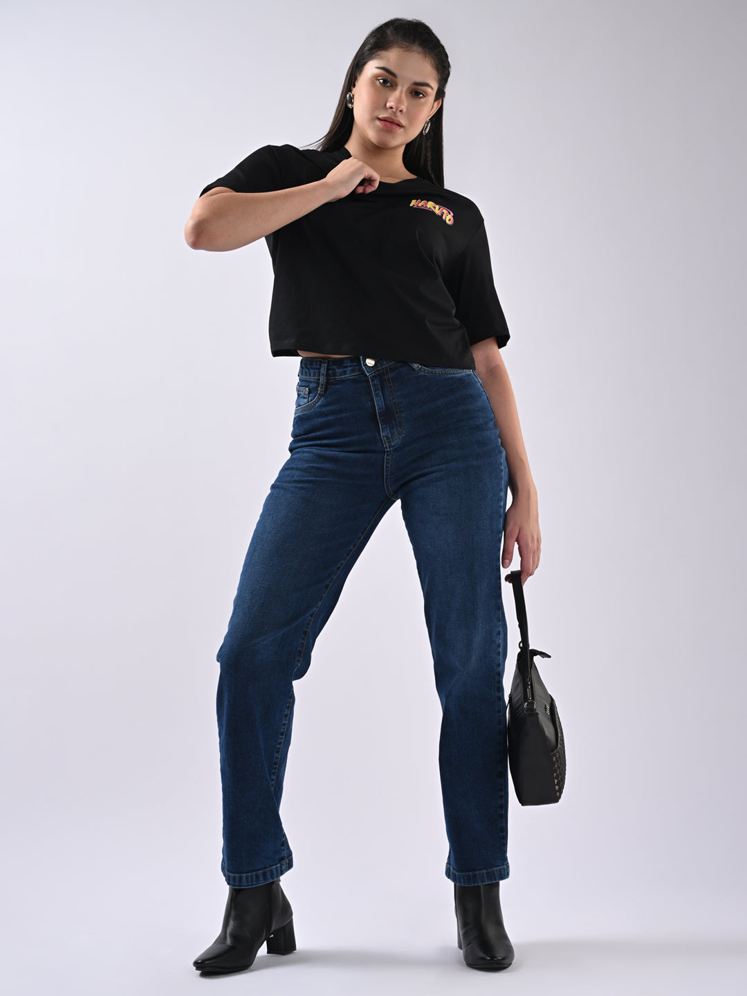 Women High-Rise Loose Straight Fit Jeans