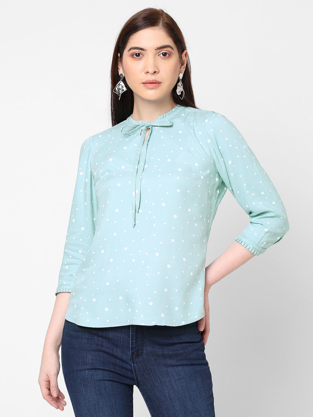Women Polka-Dot Print Slim Fit Top