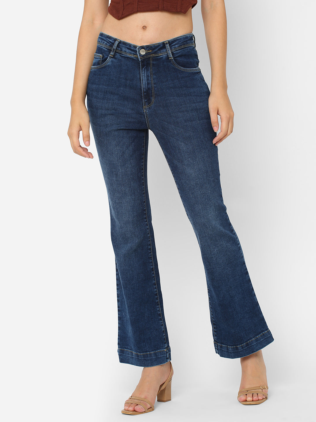 Women Blue High-Rise Flare Jeans