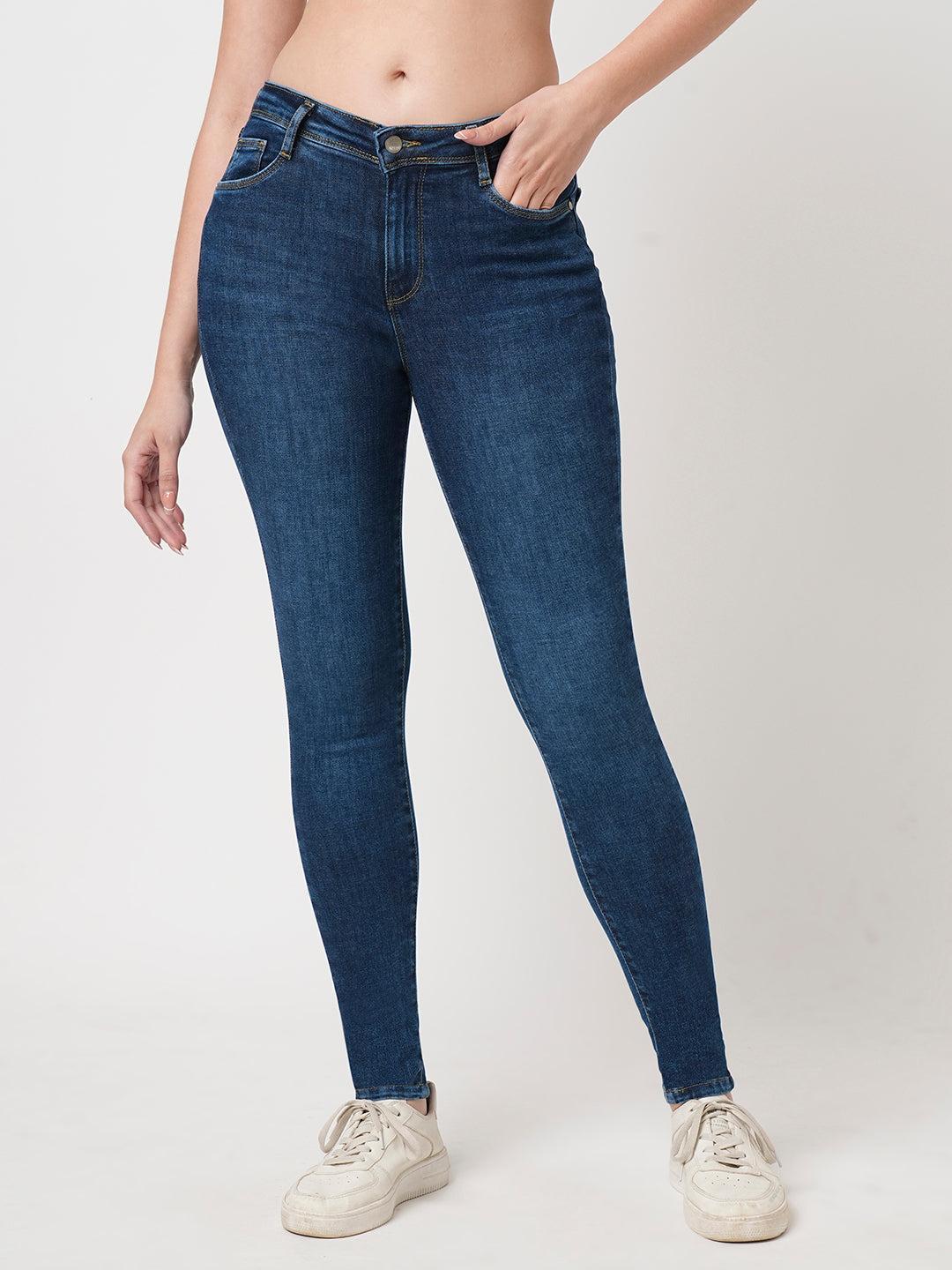 Women Blue High-Rise Skinny Jeans