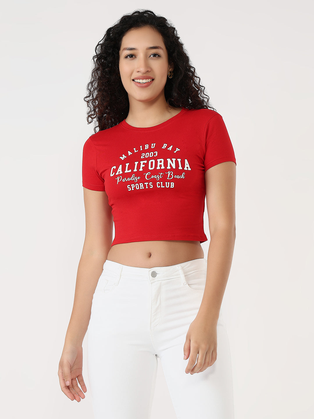 Women Red Slim Genz Tees