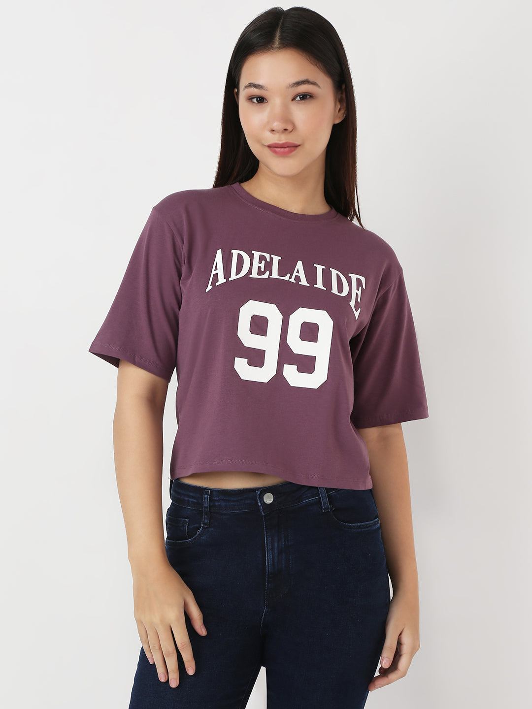 Women Mauve Slim Boxy T-Shirt
