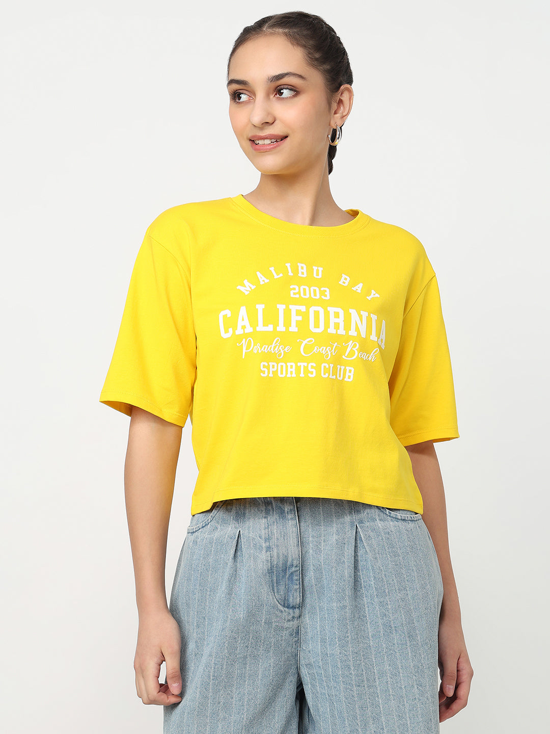 Women Golden Sunset Graphic Crop Tees