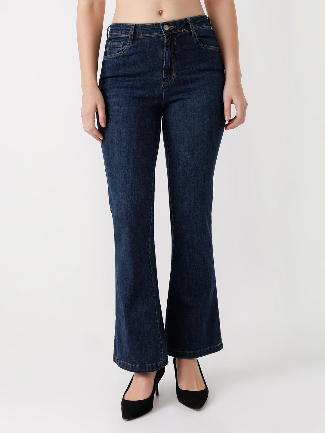 Women Novel Blue Mini Flare Jeans