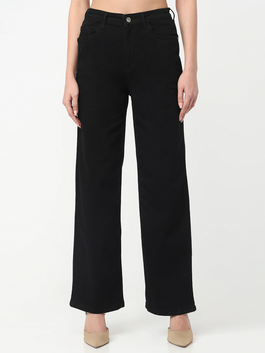 Women Black High-Rise Baggy Jeans