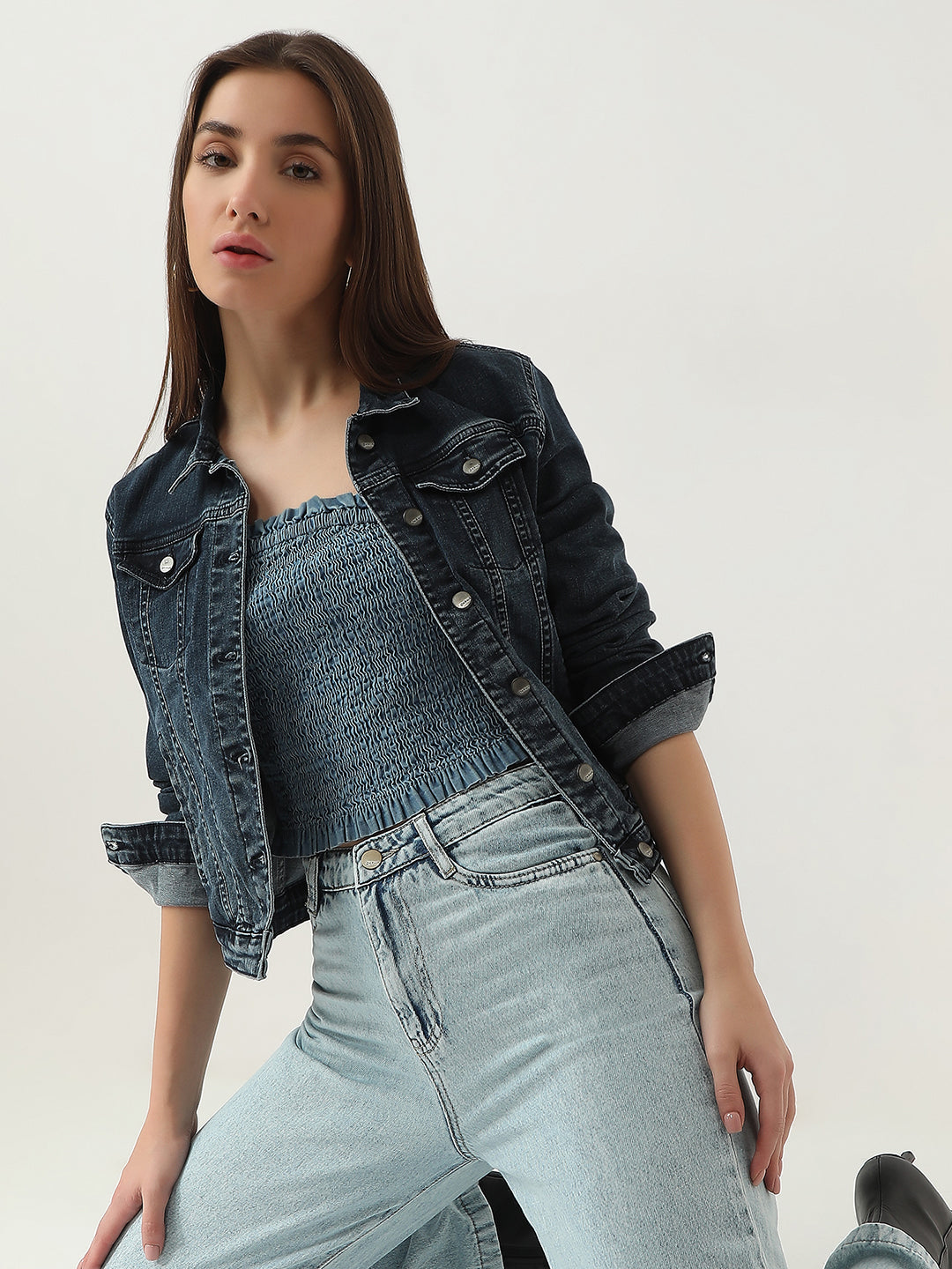 Women Carbon Blue Denim Jacket