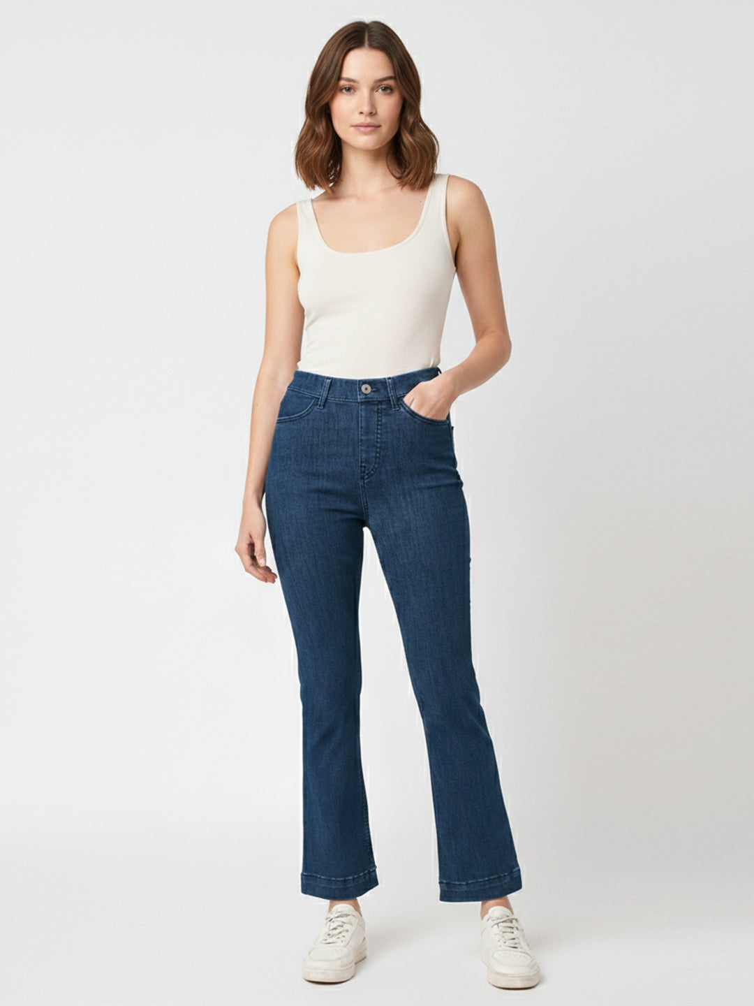 Women Blue High-Rise Mini Flare Jeggings