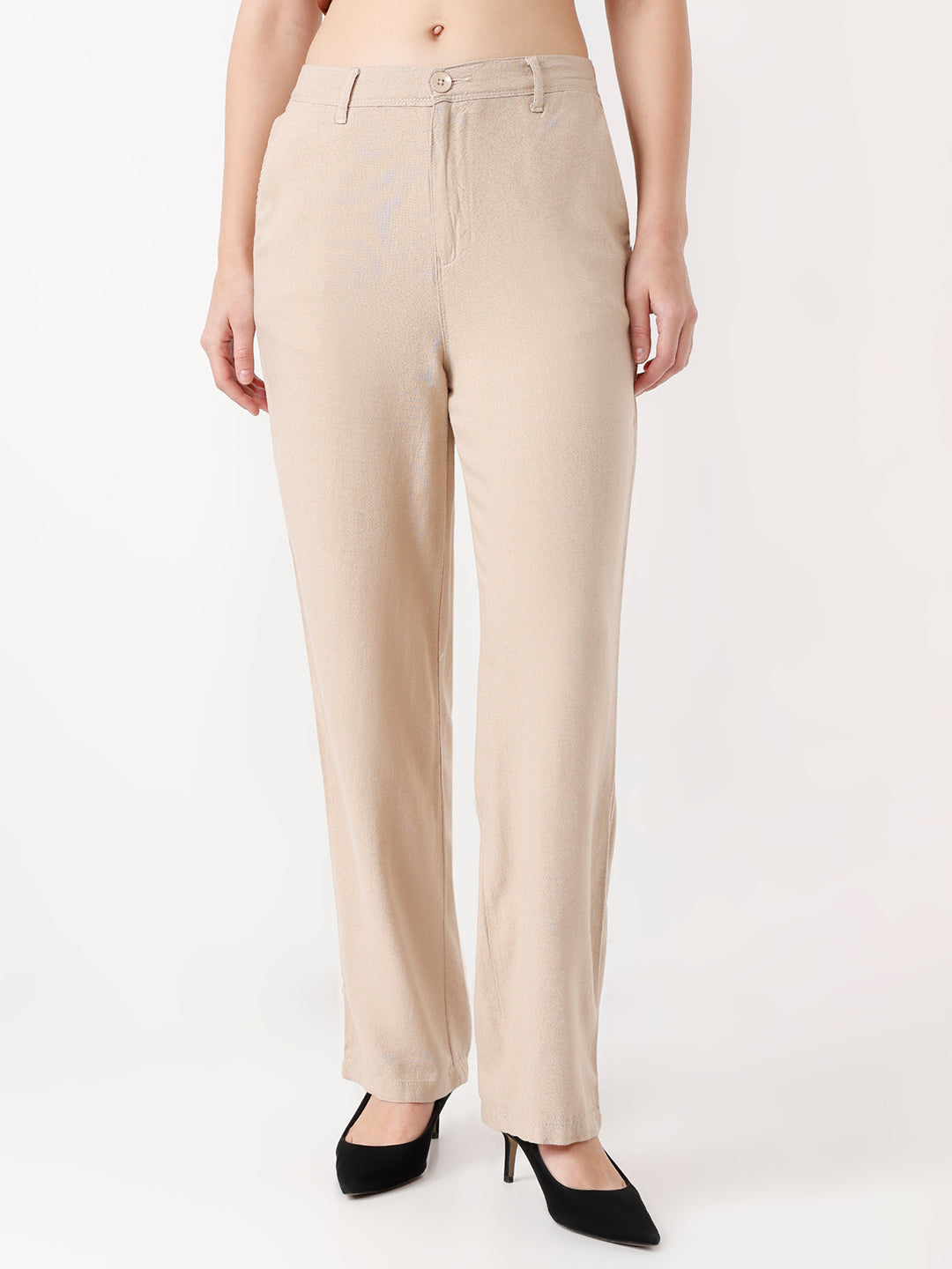Women High-Rise Loose Straight Fit Korean Pants