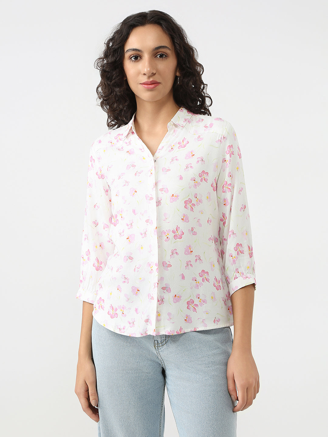Women Pink Floral Print Shirt
