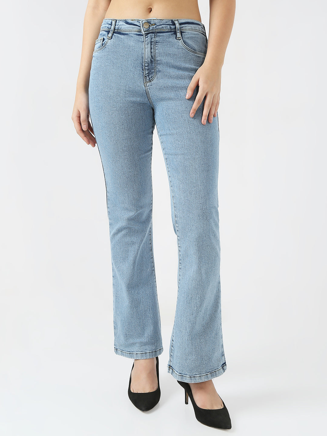 Women Ligh Blue High-Rise Bootcut Jeans