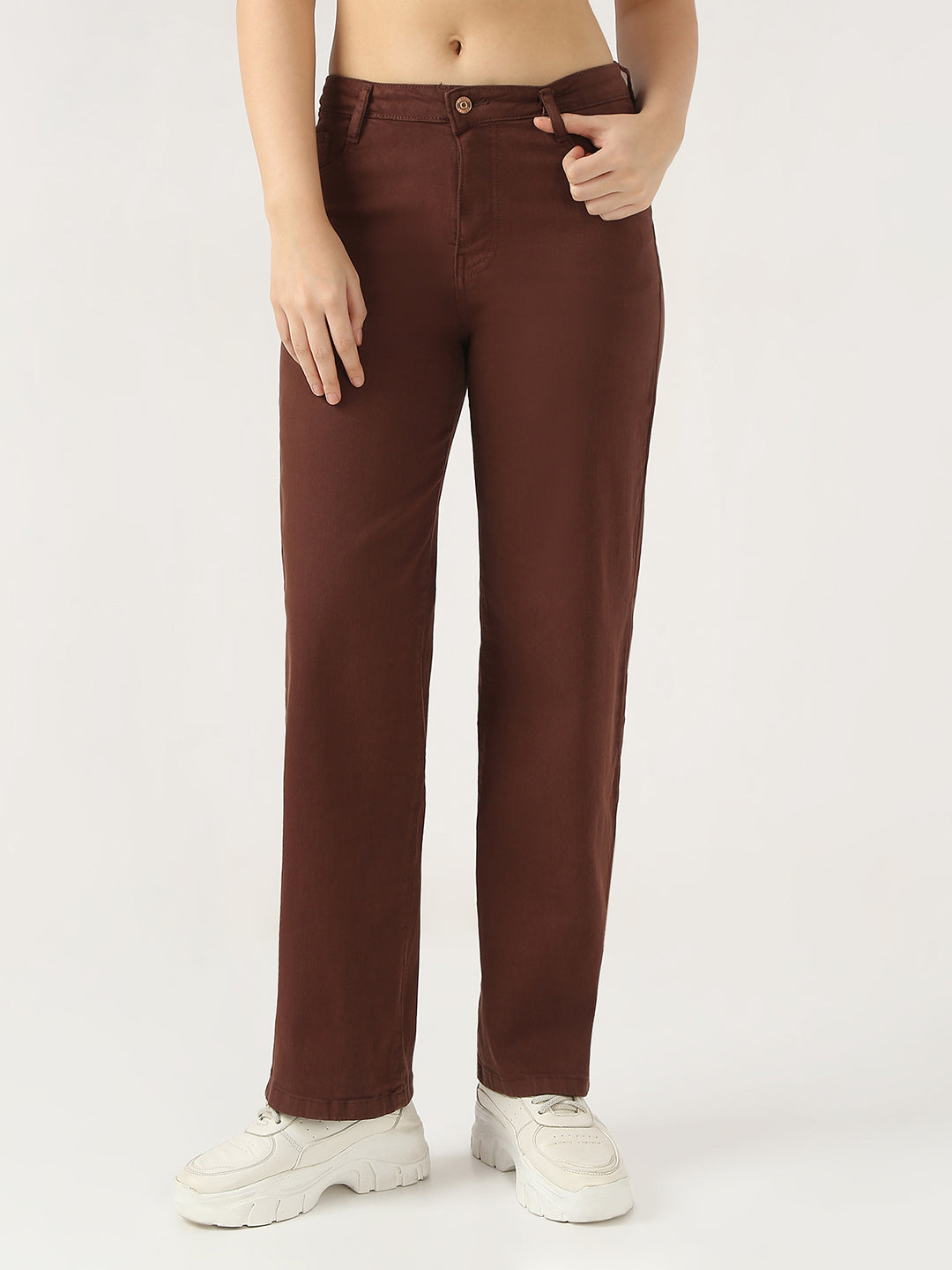 Women Sepia High-Rise Wide Leg Jeans