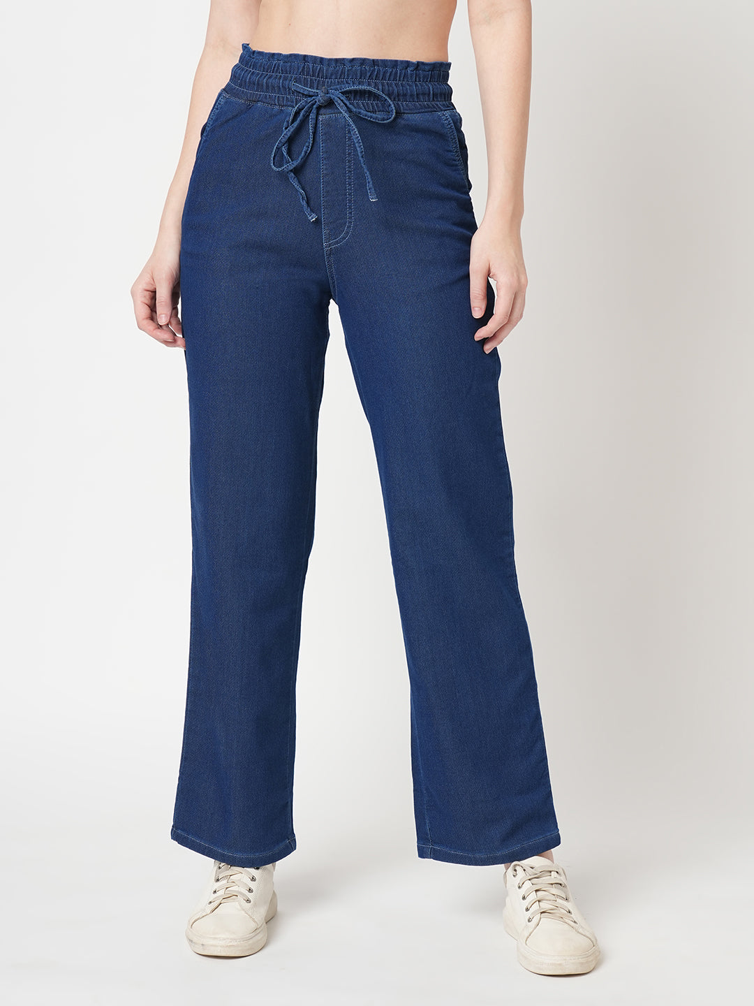 Women Blue High-Rise Joggers
