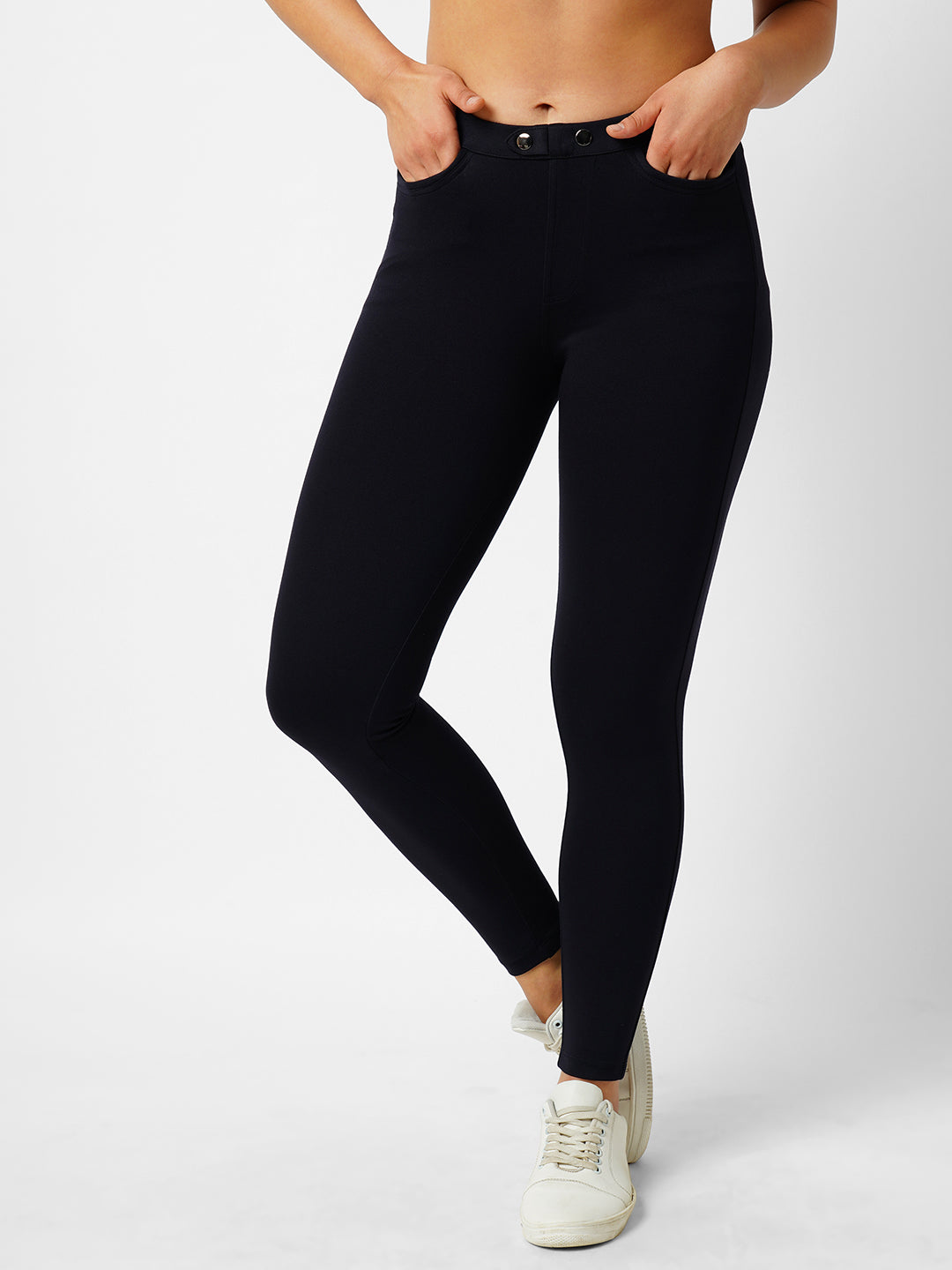 Women Navy High-Rise Skinny Treggings