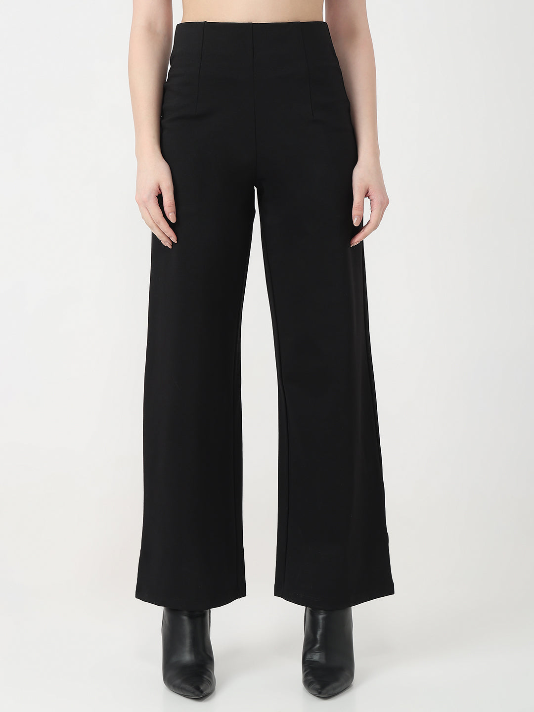 Women Black Wide Leg Treggings