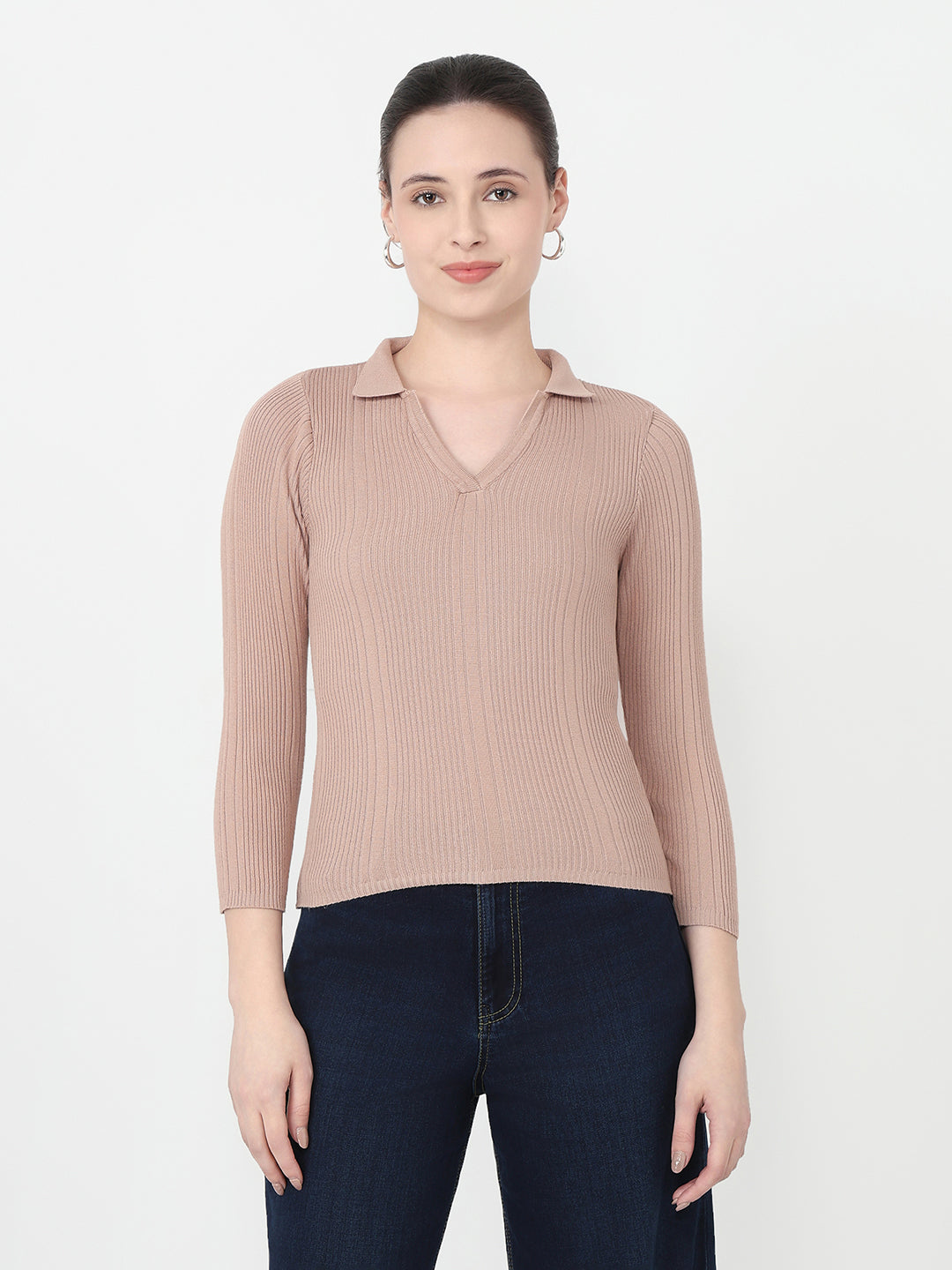 Women Beige Flat Knit