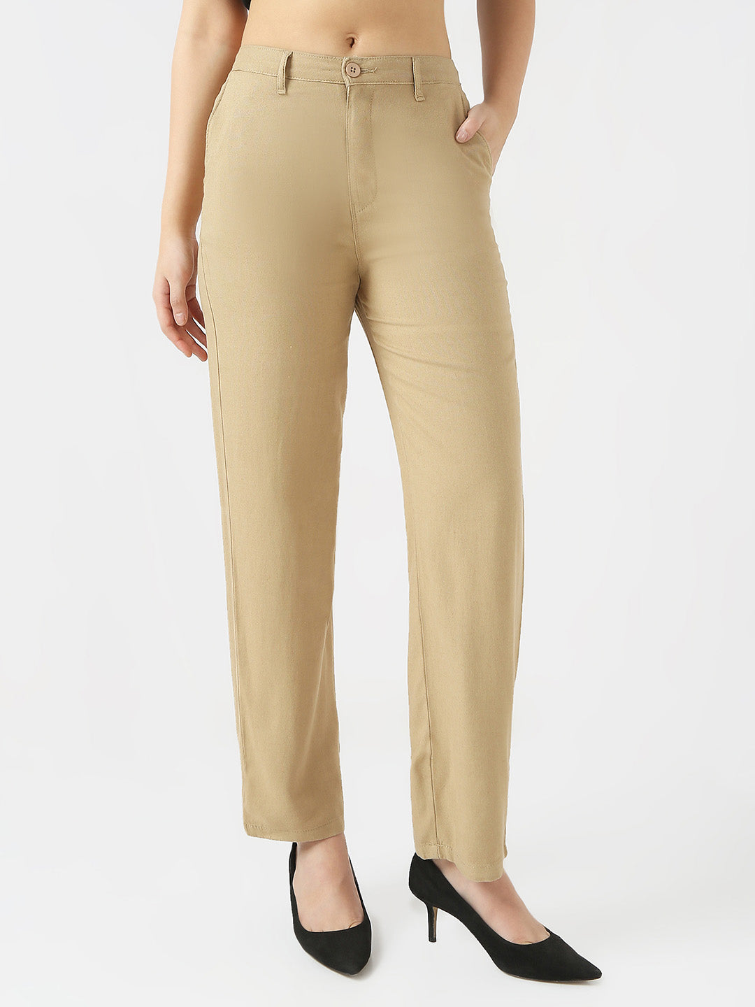 Women High-Rise Loose Straight Fit Korean Pants