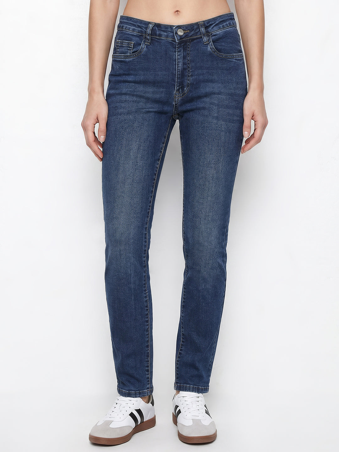 Women Blue Slim High-Rise Straight Fit Jeans