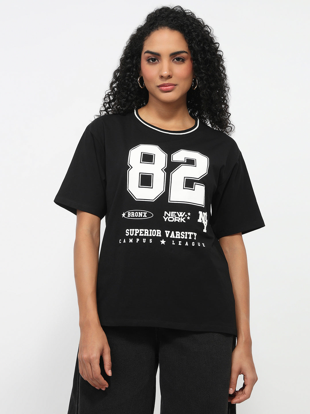 Women Black Oversized T-Shirt