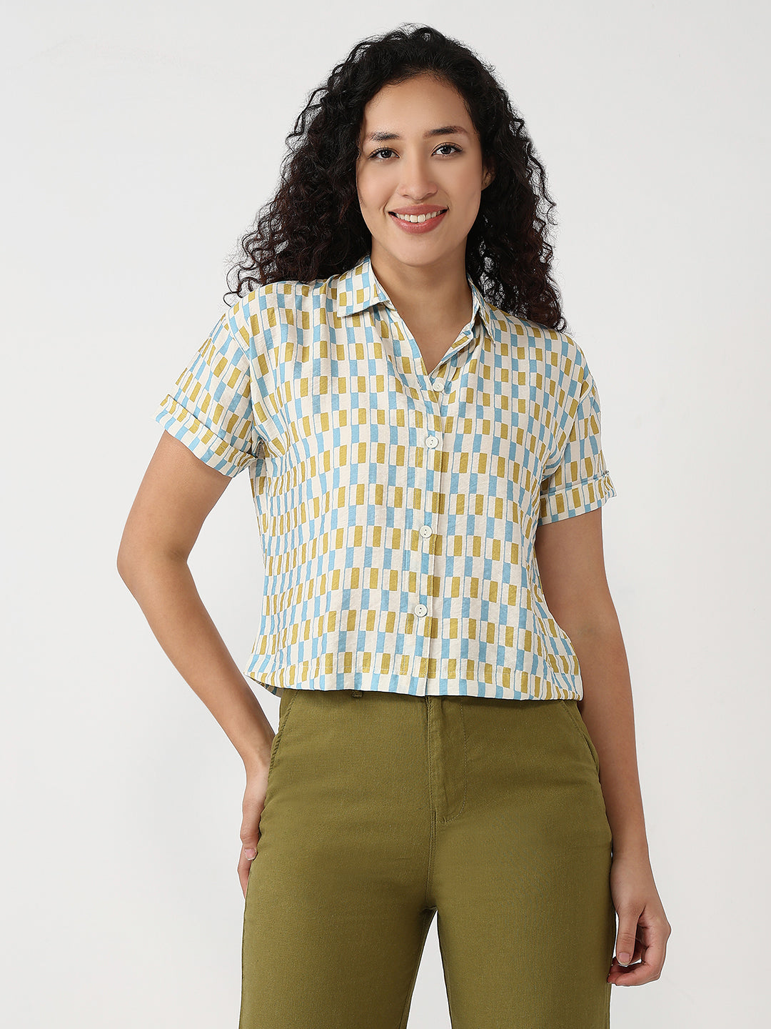 Women Multi Slim Crop Shirt