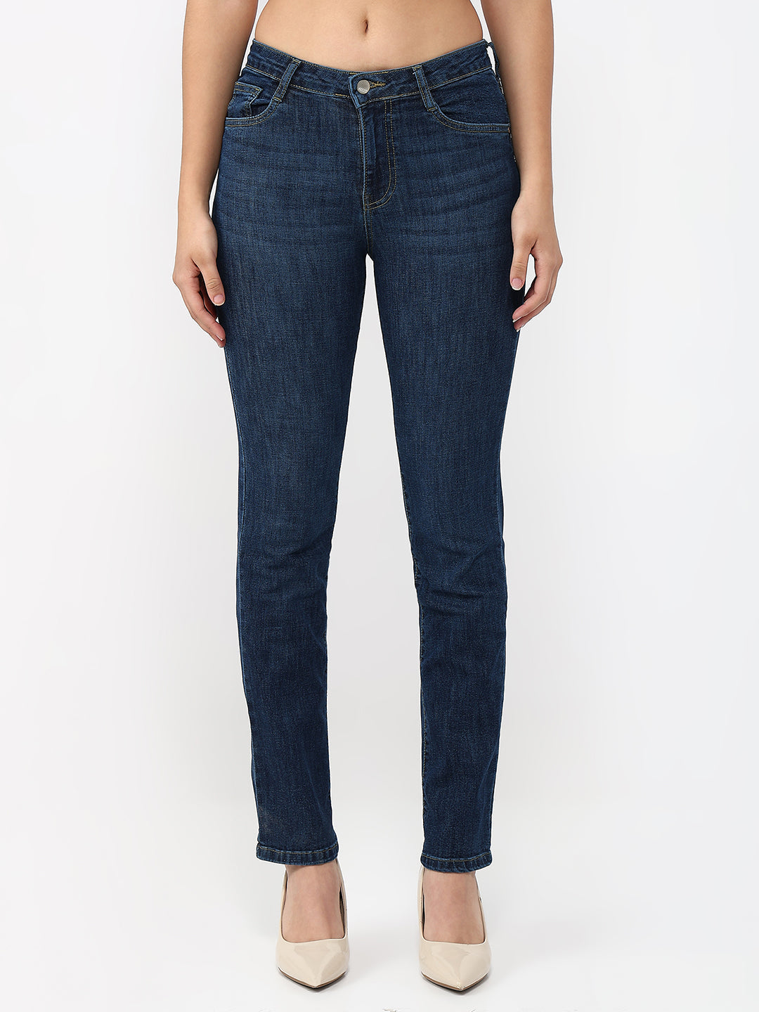 Women Dark Blue Slim Straight Fit Jeans