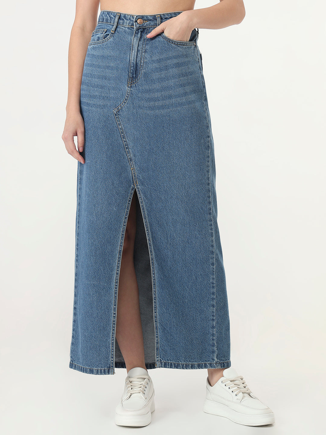 Women Dark Blue Long Skirt