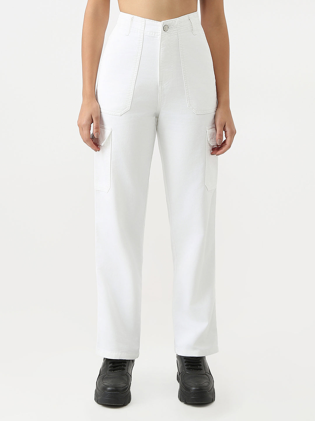 Women White Mid-Rise Cargo