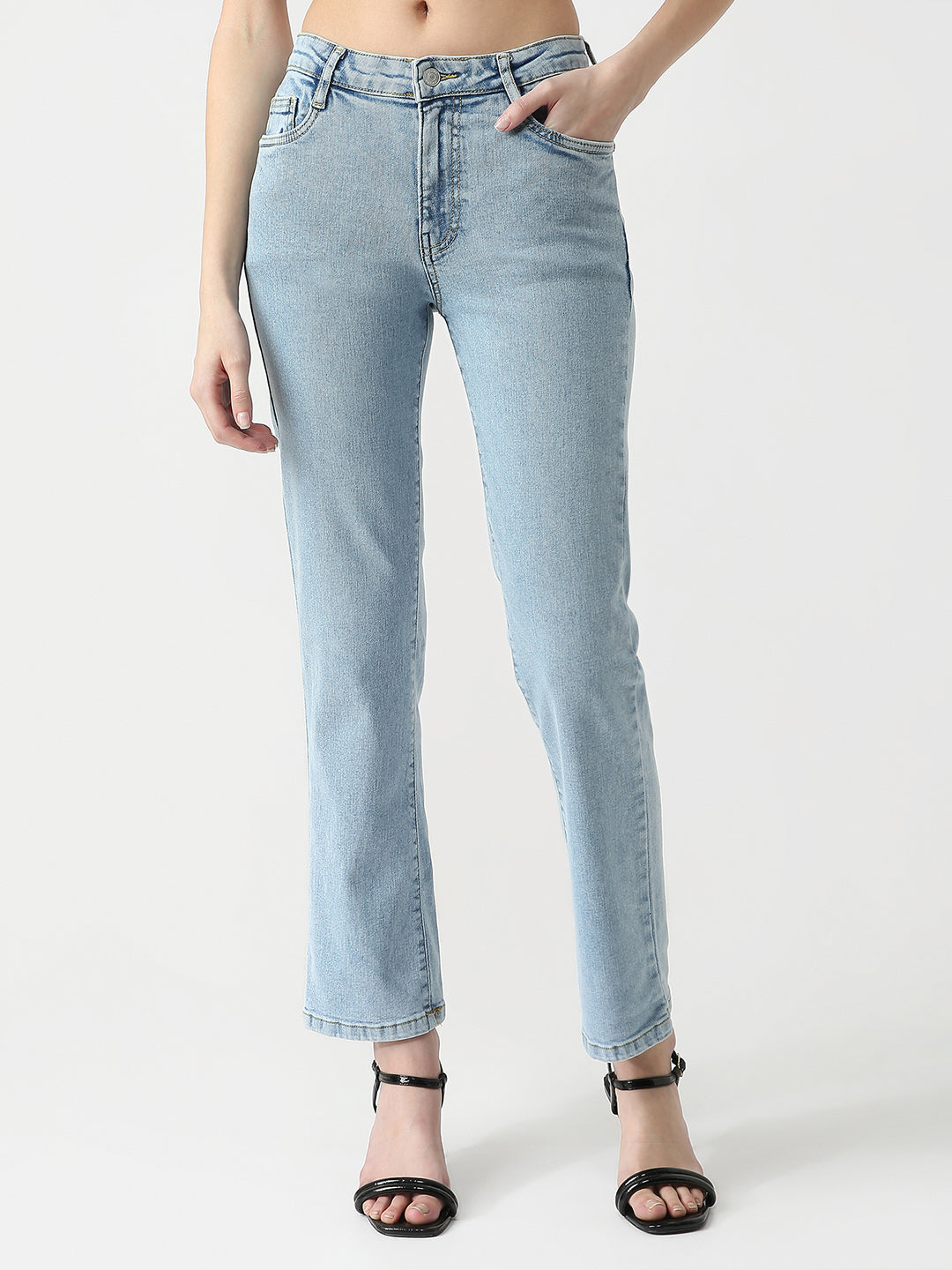 Women High-Rise Straight Fit Jeans