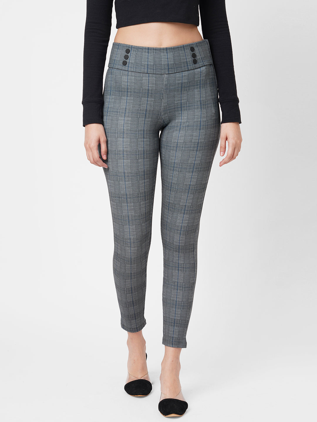 Women Grey High-Rise Skinny Treggings