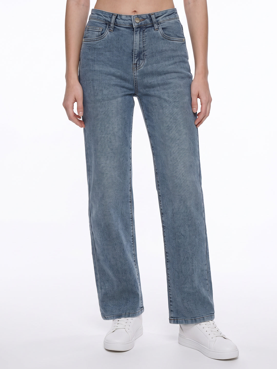 Light Blue High-Rise Straight Fit Jeans
