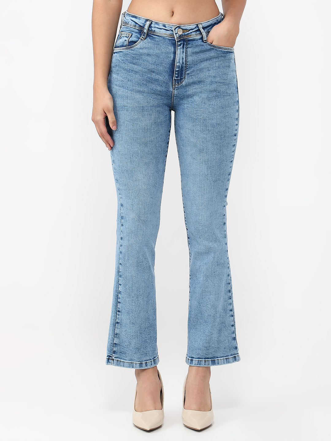 Women Blue High-Rise Flare Jeans