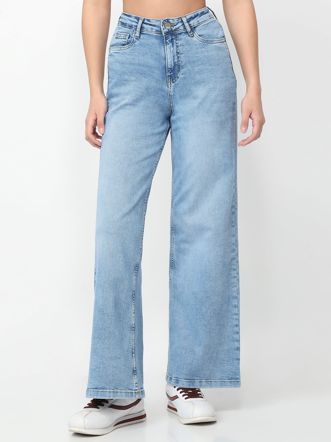 Women Blue Super Wide Leg Jeans