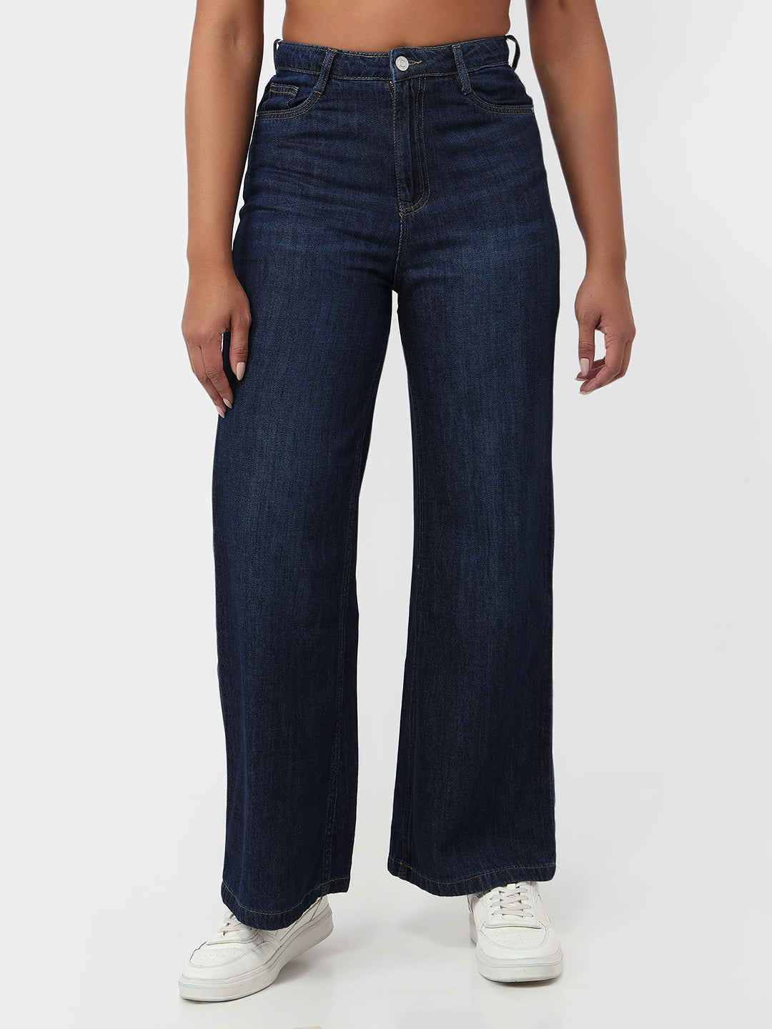 Blue High-Rise Super Wide Leg Jeans