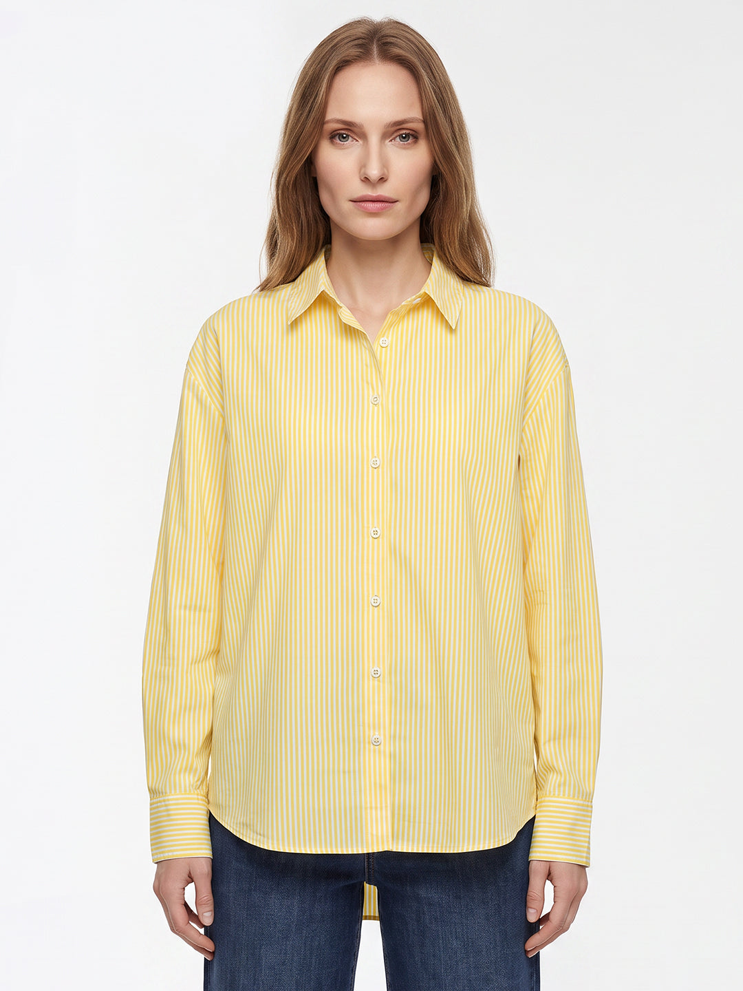 Women Yellow/White Oversize Shirt