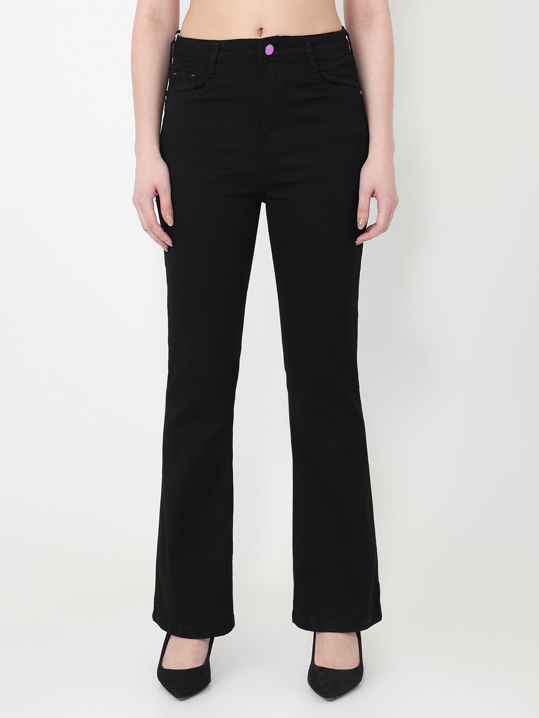 Women Black High-Rise Flare Jeans