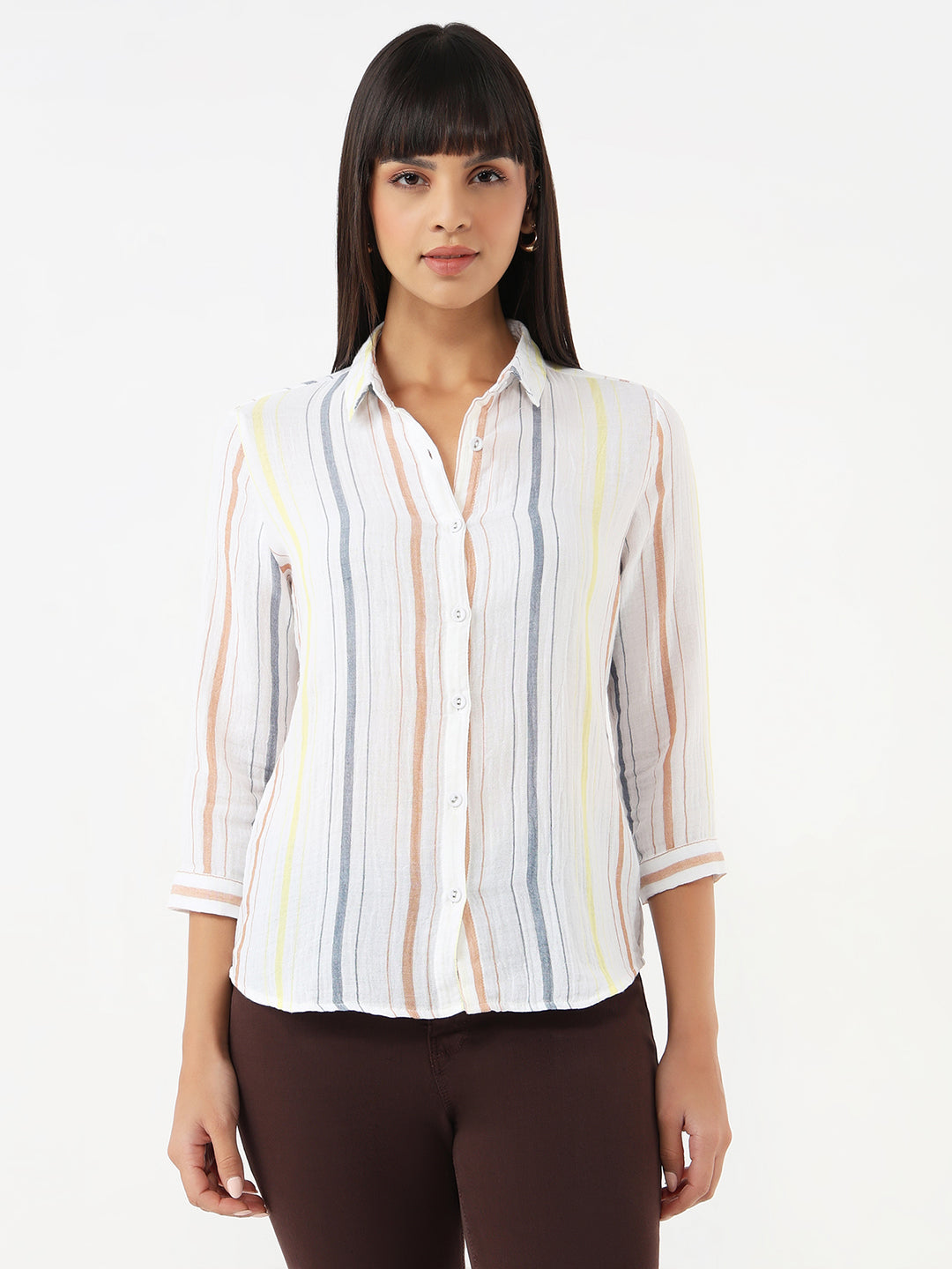 Women Multi Slim Stripe Shirt
