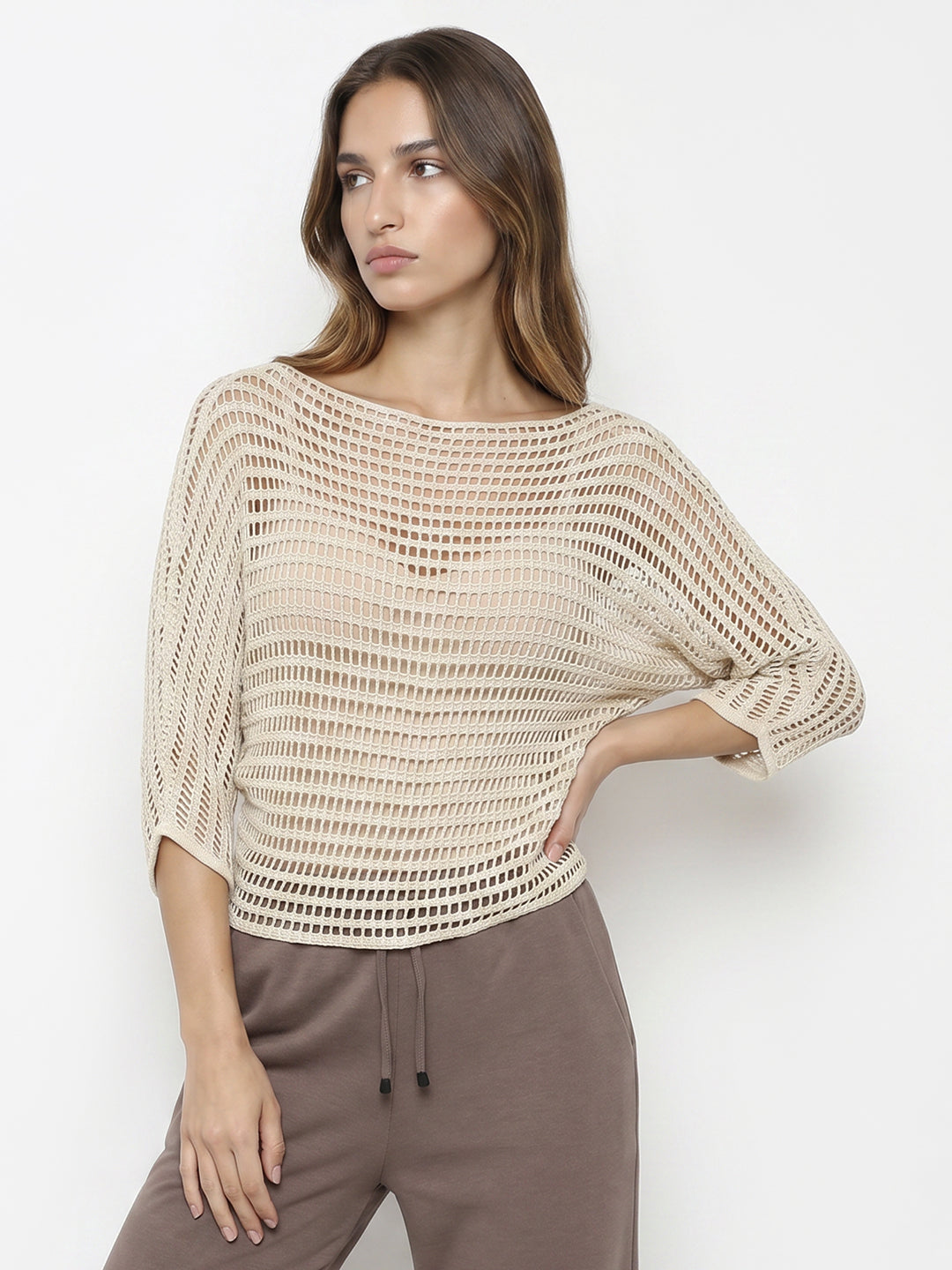 Women Ivory Batsleeve Top