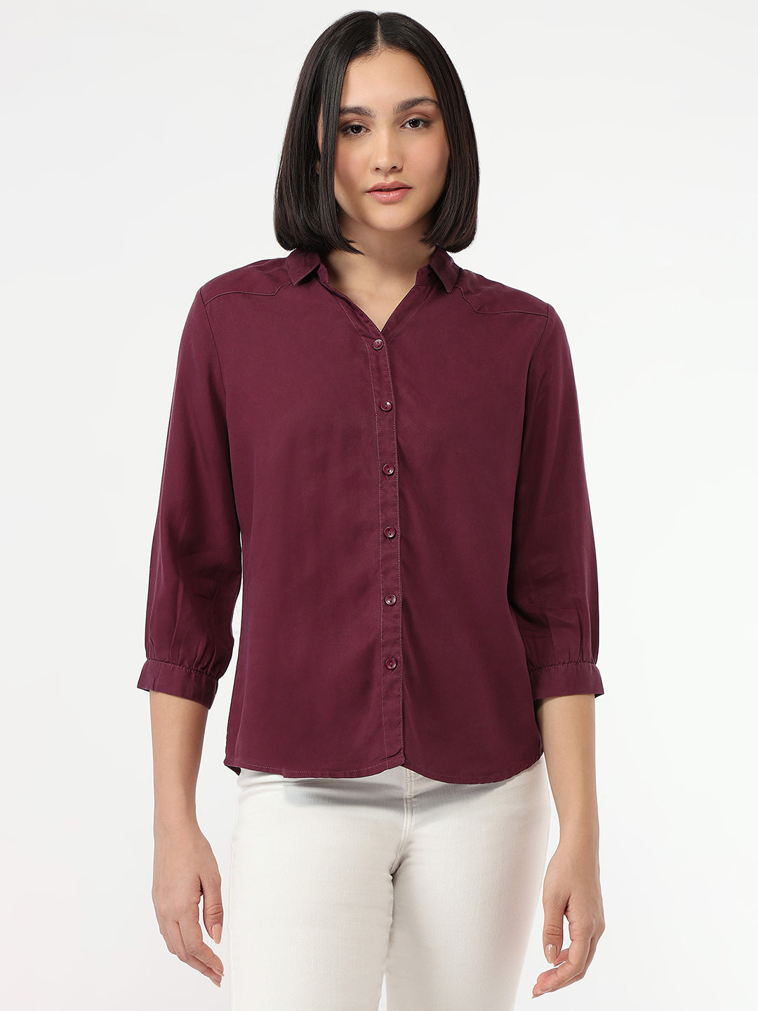 Women Mauve Slim Fit Shirt