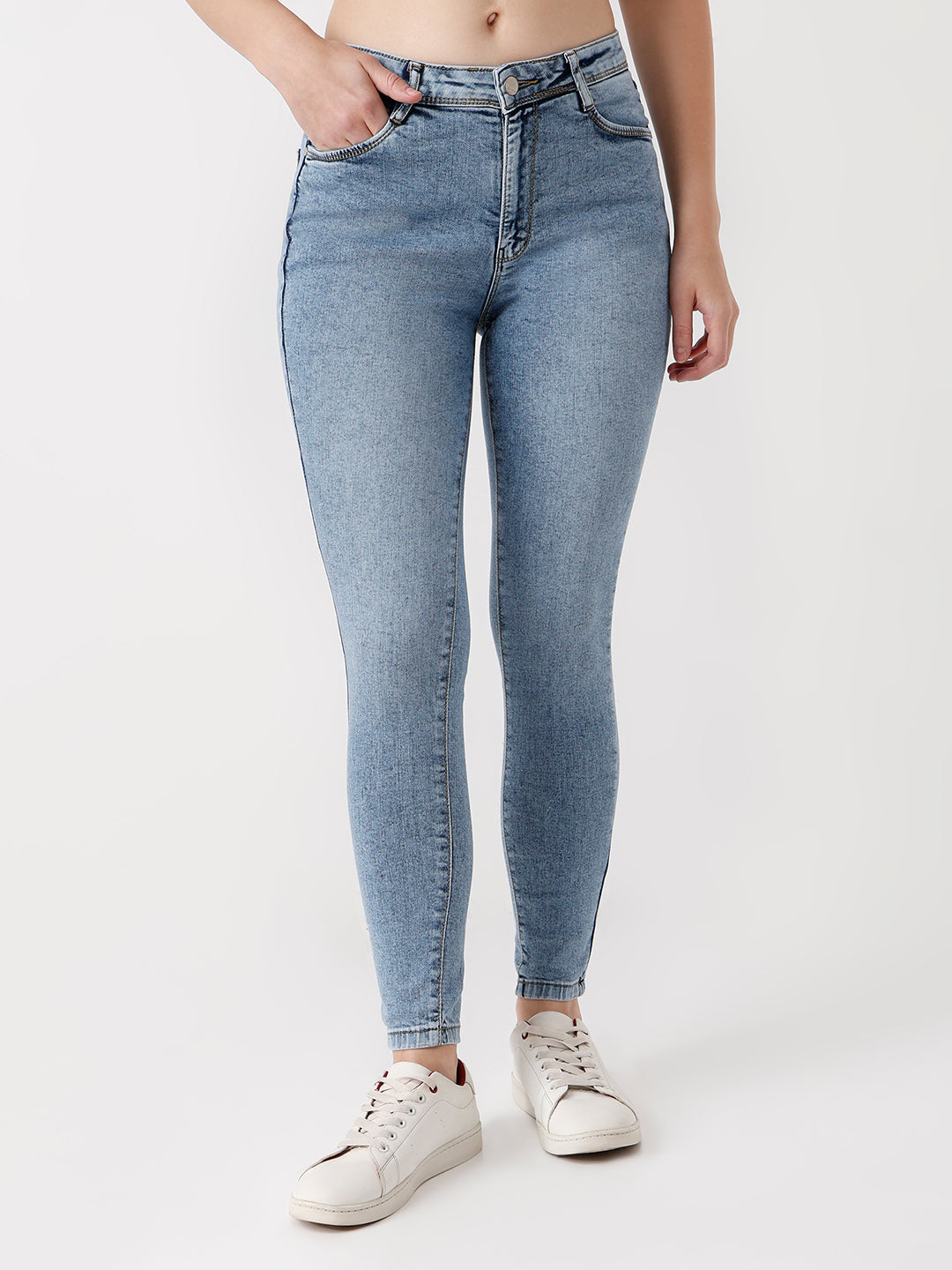 Women Light Blue High-Rise Skinny Jeans