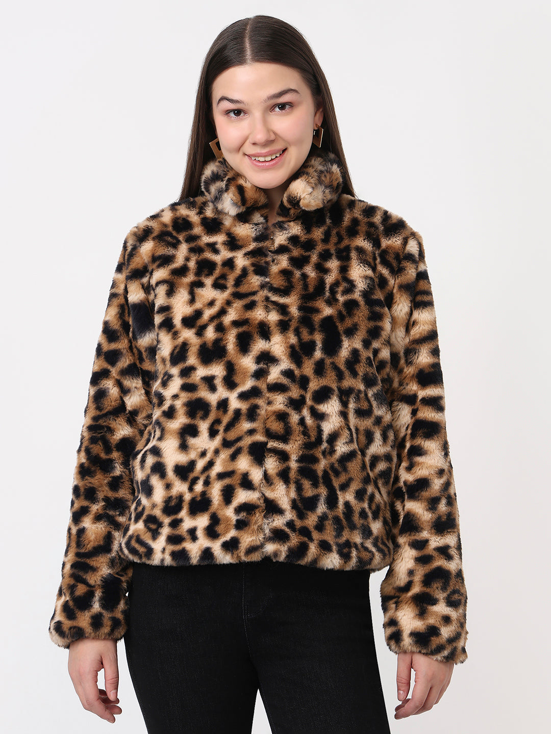 Women Leopard Print Winter Jacket