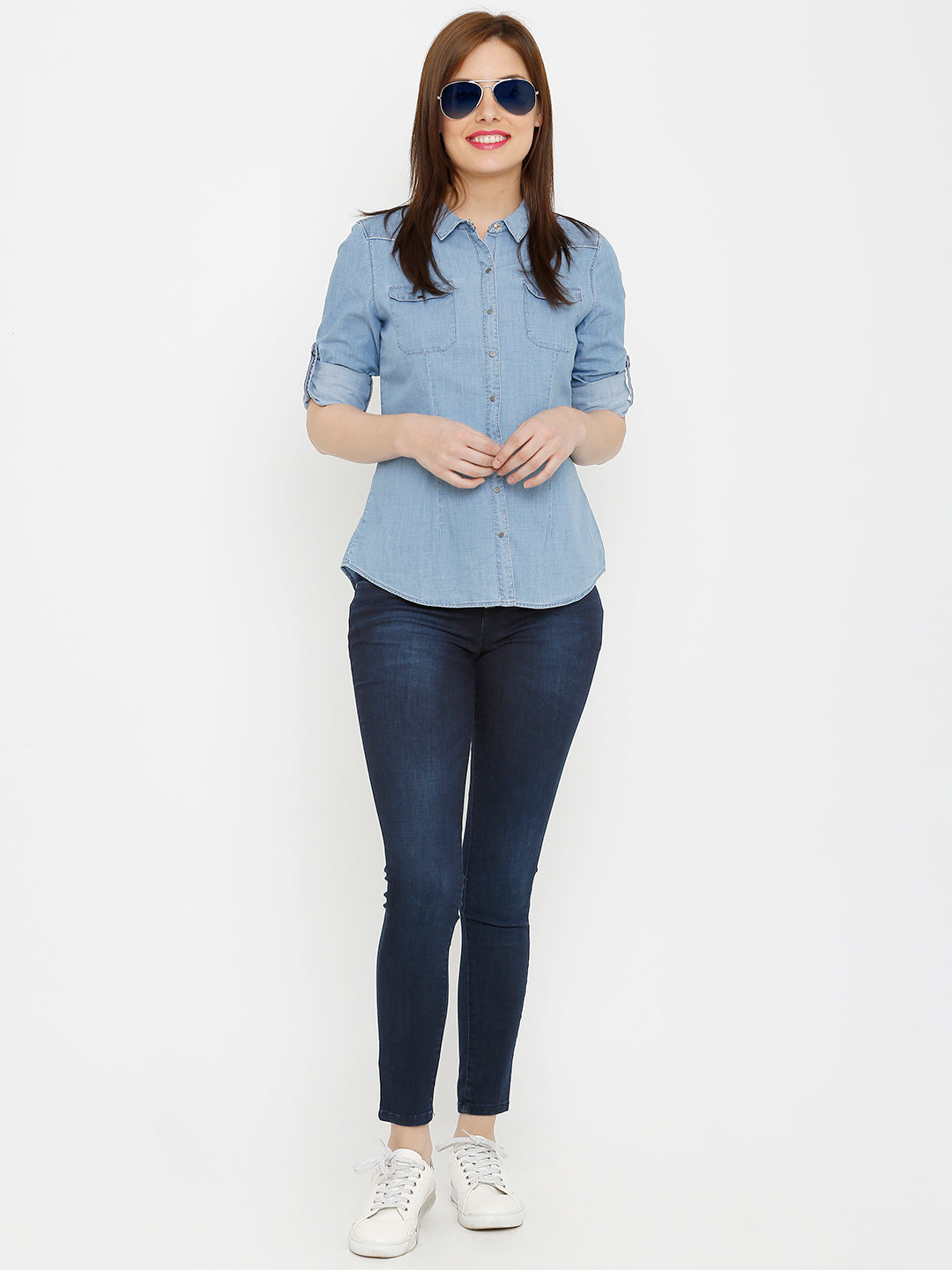 Women Dark Blue High-Rise Skinny Jeans