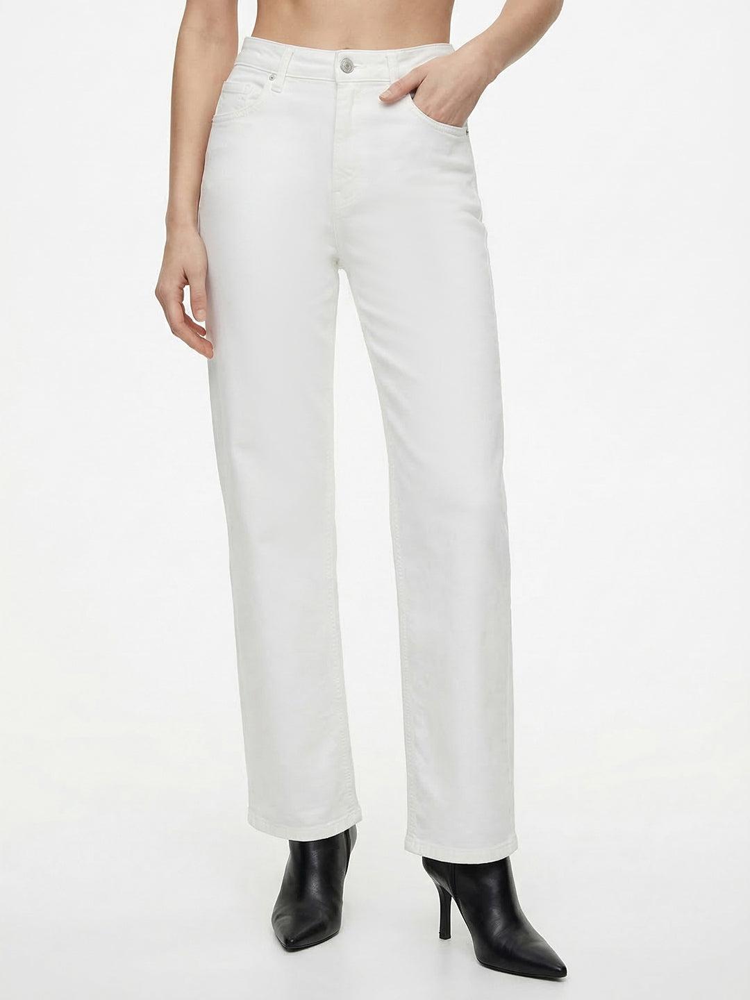 Women White High-Rise Baggy Jeans