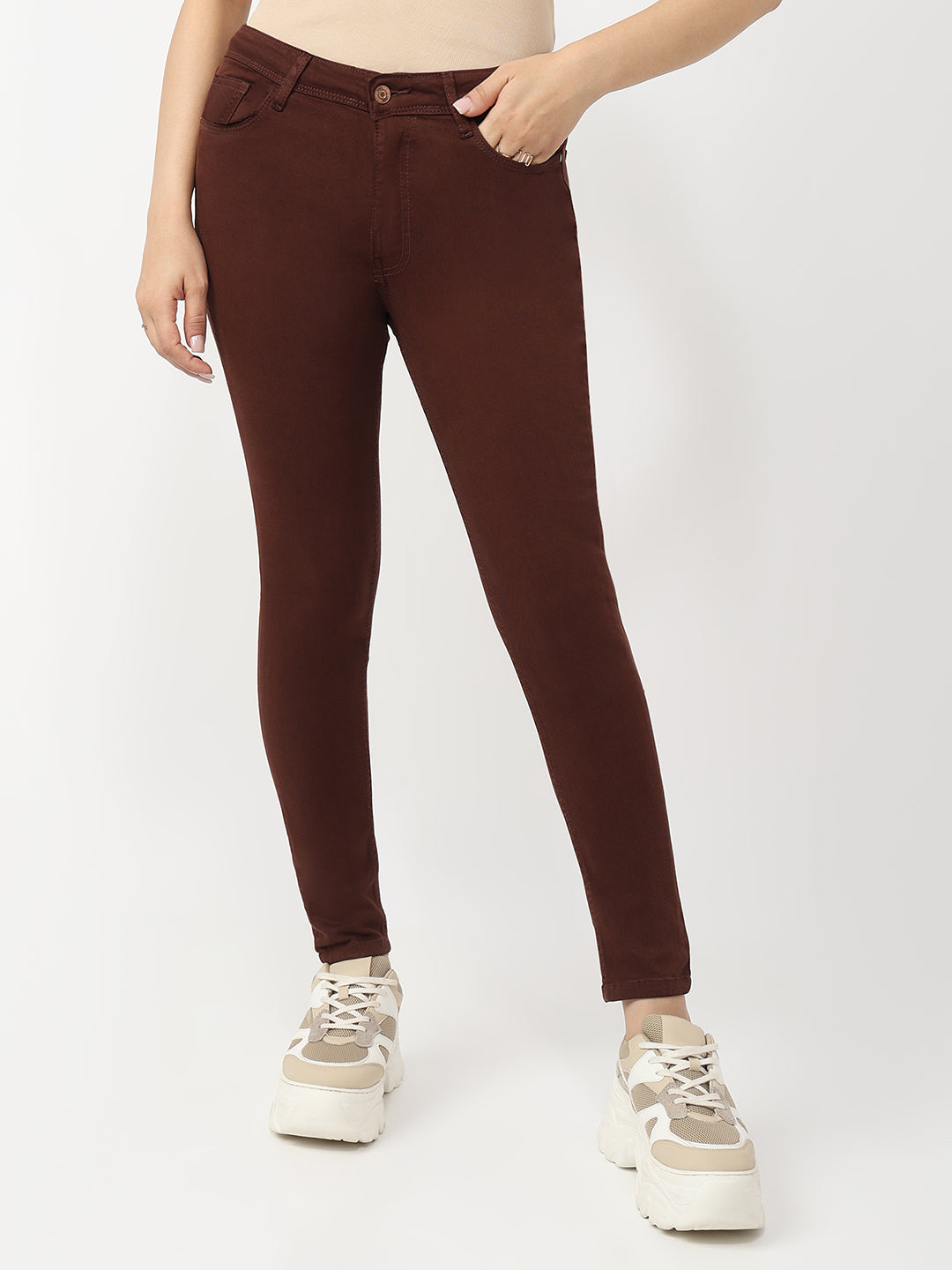 Women Sepia High-Rise Skinny Jeans
